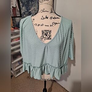 ILLA ILLA Light Blue Textured Blouse